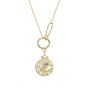 Fashion Yellow Gold Round Tag Owl 925 Sterling Silver Necklace