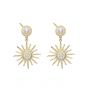 Holiday CZ Sunflower Shell Pearl 925 Sterling Silver Dangling Earrings
