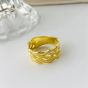 Golden Hollow Twisted Weave Star 925 Sterling Silver Wide Ring