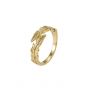 Golden Leaf Branch 925 Sterling Silver Adjustable Ring