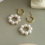 Elegant Shell Pearl Circles 925 Sterling Silver Dangling Earrings