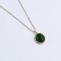 Women Green Oval Natural Chalcedony 925 Sterling Silver Necklace