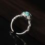 Vintage Round Natural Turquoise 925 Sterling Silver Adjustable Ring