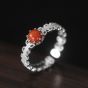 New Round Natural Agate/Turquoise Wave 925 Sterling Silver Adjustable Ring