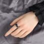 Fashion Natural Blue Sandstone Geometric Section 925 Sterling Silver Adjustable Ring