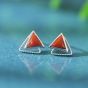 Geometry Natural Agate/Turquoise Double Triangle 925 Sterling Silver Stud Earrings