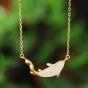 Cute Natural Nephrite Dolphin 925 Sterling Silver Necklace
