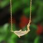 Симпатичное ожерелье из стерлингового серебра 925 пробы с дельфином из натурального нефрита