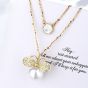 Beautiful Mother of Pearl Honey Hive Natural Pearl Bee CZ 925 Sterling Silver Necklace