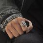Men Angelic Demon 925 Sterling Silver Adjustable Ring