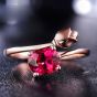 Мода Red Rose Flower CZ 925 Стерлинговое серебро Регулируемое кольцо