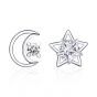 Star Moon Crescent Cubic Zirconia 925 Silver Earrings