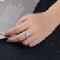 Fashion Square Blue Created Opal 925 Sterling Silver CZ Ring