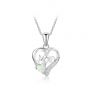 Heart Mom White Created Opal 925 Sterling Silver CZ Necklace