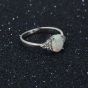 Fashion Oval White Created Opal 925 Sterling Silver CZ Ring