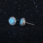 Boucles d'oreilles en argent sterling opale bleue ronde simple
