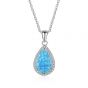 Sweet Waterdrop Blue creado Opal CZ 925 collar de plata