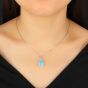 Sweet Waterdrop Blue creado Opal CZ 925 collar de plata