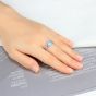 Простой квадрат создал опаловое фиолетовое витое серебряное кольцо CZ 925