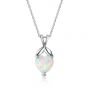 Fish Created Opal Heart 925 Silver Necklace