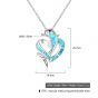 Cute Party Blue Dolphin From Heart Created Opal 925 Silver Necklace