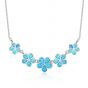 Déclaration Shinning Blue Five Flowers a créé le collier en argent opale 925