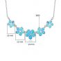 Statement Shinning Blue Five Flowers Created Opal 925 Silver Necklace
