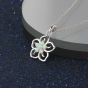 Anniversary Gift White Flower Created Opal 925 Silver Necklace