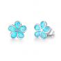 Sweet Flower Created Opal 925 Sterling Silver Studs Earrings