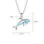 Sweet Dolphin Created Opal 925 Silver Necklace