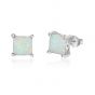 Simple Square Created Opal 925 Sterling Studs Earrings