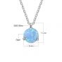 Simple Blue Round Created Opal 925 Sterling Silver Necklace