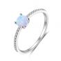Round Created Opal CZ Crown 925 Sterling Silver Double Stacker Ring