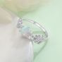 Round Created Opal Leaves Branch 925 Sterling Silver Ring