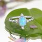 Oval Created Opal CZ Twisted 925 Sterling Silver Ring
