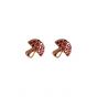Sweet Red CZ Mini Mushroom 925 Sterling Silver Stud Earrings