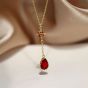 Red CZ Waterdrop Star Girl 925 Sterling Silver Necklace