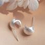 Simple Arc Round  925 Sterling Silver Stud Brushed Earrings