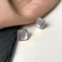Office Geometry Square 925 Sterling Silver Stud Earrings