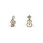 Asymmetry CZ Music Notes Guilter 925 Sterling Silver Stud Earrings
