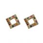 Colorful CZ Square Hollow Geometry 925 Sterling Silver Stud Earrings