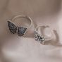 Vintage Flying Butterfly 925 Sterling Silver Adjustable Ring