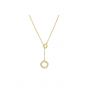 Party Irregular  CZ Double Circle 925 Sterling Silver Necklace