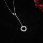 Party Irregular  CZ Double Circle 925 Sterling Silver Necklace