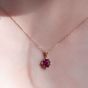 Vintage Exquisite Red Oval CZ 925 Sterling Silver Necklace
