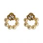 Beautiful Rose Flower Shell Pearl Circle 925 Sterling Silver Stud Earrings