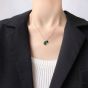 Vintage Green Black Enamel Double Pendant Clavicle Chain 925 Sterling Silver Necklace