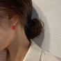 New Shell Pearl Created Garnet 925 Sterling Silver Hoop Earrings