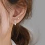 Nouvelles boucles d'oreilles en argent sterling 925 avec perle en forme de D