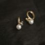 Girl CZ Flower Shell Pearl 925 Sterling Silver Hoop Earrings
